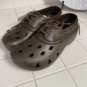 Airwalk Rubber Clogs Lace Up Mens Size 11 Brown Casual Lightweight Rugged Boat